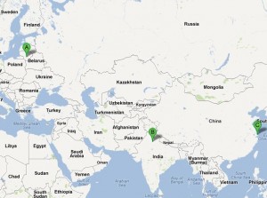 Location Lithuania vis-a-vis India, China